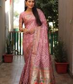 Mauve Bandhej Paithani Silk Saree