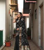 Black Bandhej Paithani Silk Saree