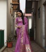 Light-Purple Bandhej Paithani Silk Saree