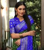 Blue Bandhej Silk Saree,Jari Weaving Border Saree