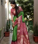 Light-Pink Bandhej Silk Saree,Jari Weaving Border Saree