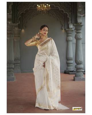 woven art silk Cotton saree with blouse 1