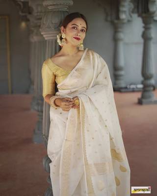woven art silk Cotton saree with blouse 3
