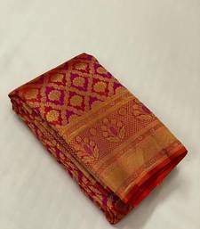 red woven silk saree with blouse