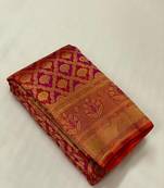 red woven silk saree with blouse