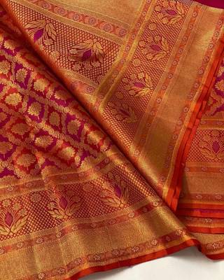 red woven silk saree with blouse 2