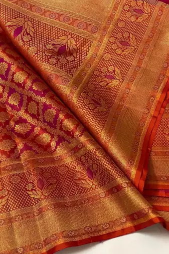 red woven silk saree with blouse