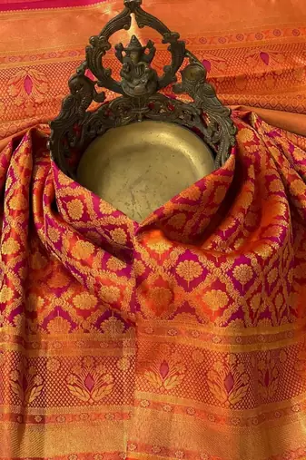 red woven silk saree with blouse