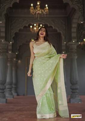 Cotton woven art silk saree with blouse 1