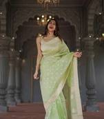 Cotton woven art silk saree with blouse