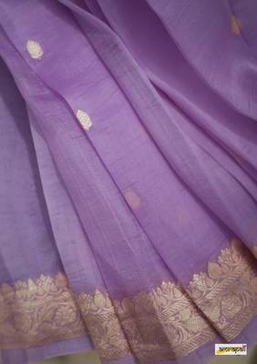 purple Cotton woven art silk saree with blouse 4