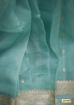 Rama Cotton woven art silk saree with blouse 4