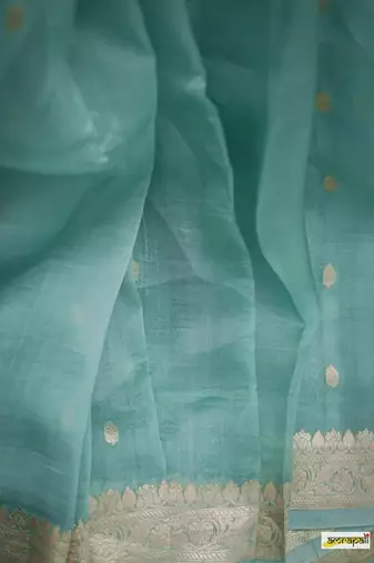 Rama Cotton woven art silk saree with blouse