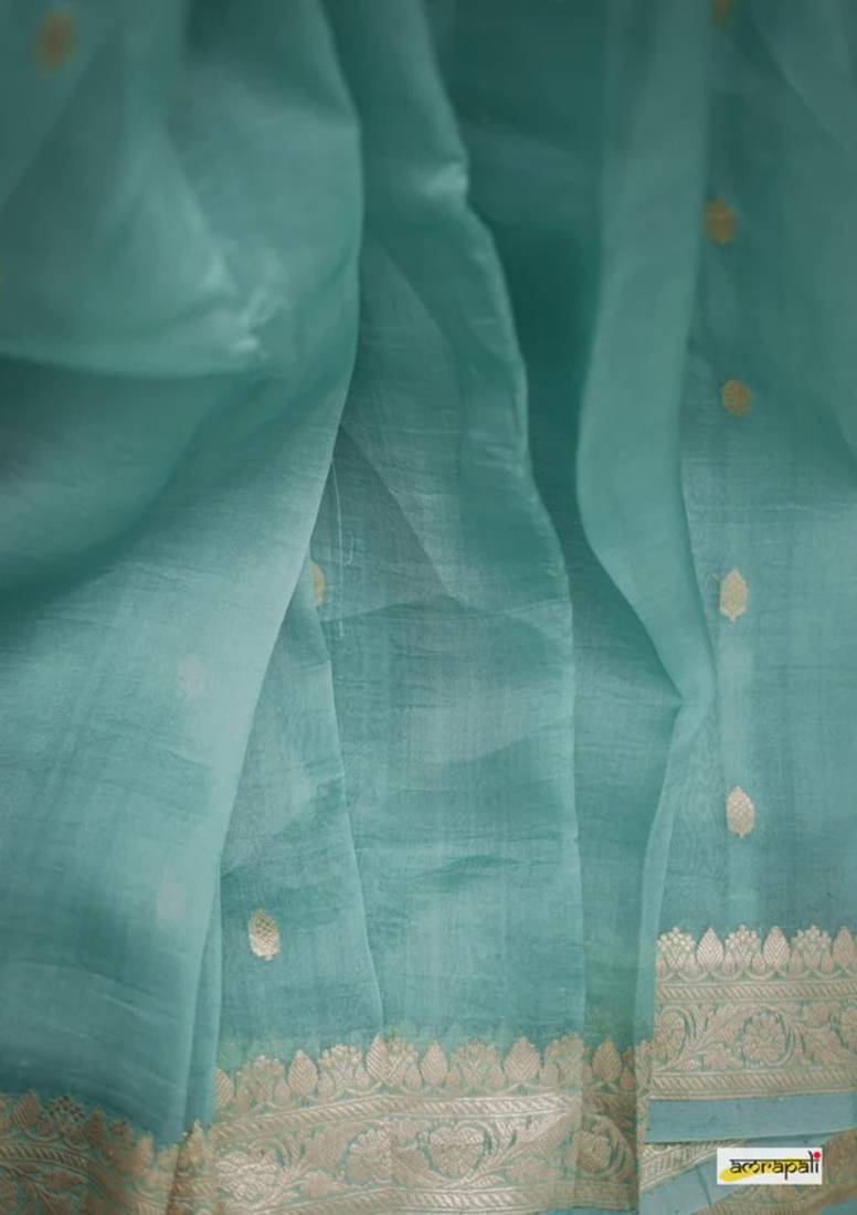 Rama Cotton woven art silk saree with blouse