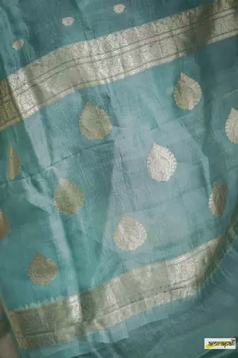 Rama Cotton woven art silk saree with blouse