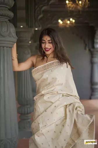Cotton woven art silk saree with blouse
