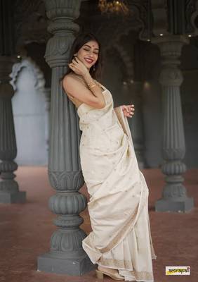 Cotton woven art silk saree with blouse 3