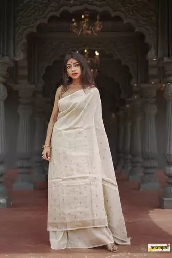 Cotton woven art silk saree with blouse
