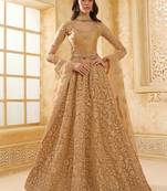 Spellbinding Golden Cording & Thread Embroidered With Stone Work Net With Silk Inner Lehenga Choli For Wedding
