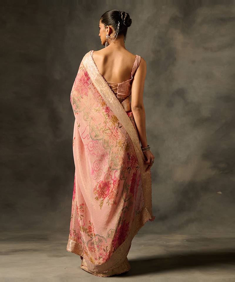 Soma saree - pink- With An Unstitched Blouse Piece