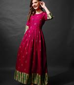 Pink rayon fabric beautiful designer printed with hand work long kurti