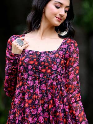 Multy beautiful designer floral printed long gown for partywear looks 3