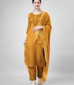 Mustard cotton blend ethnc formal looks stitched salwar kameez