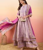 Purple rich looks hand woven readymade dress with sophisticated embroidery work