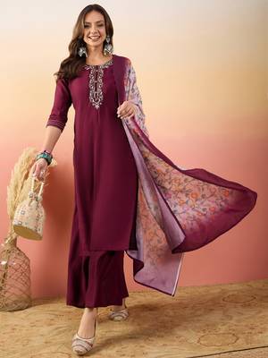 Maroon rich looks hand woven readymade dress with sophisticated embroidery work 1
