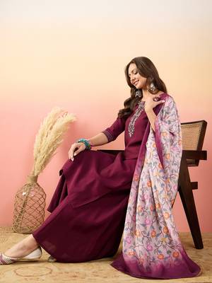 Maroon rich looks hand woven readymade dress with sophisticated embroidery work 4
