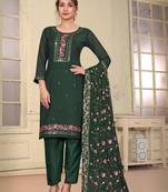 Green beautiful embroidered georgette fabric salwar suit