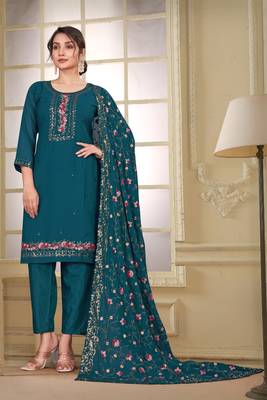 Rama beautiful embroidered georgette fabric salwar suit 1