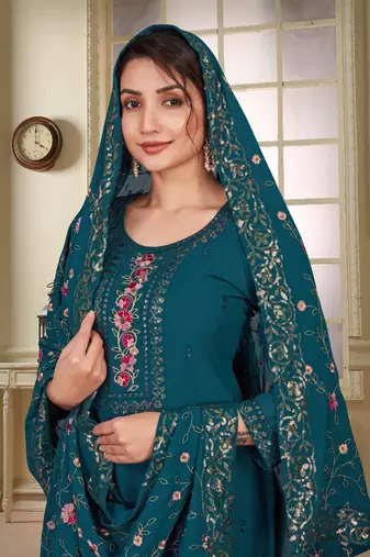 Rama beautiful embroidered georgette fabric salwar suit