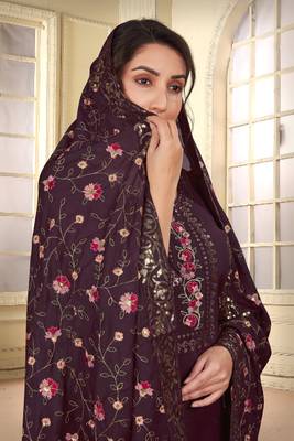 Brown beautiful embroidered georgette fabric salwar suit 2
