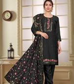 Black beautiful embroidered georgette fabric salwar suit