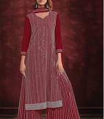 Maroon beautiful embroidery zarkan stone work wedding sharara dress