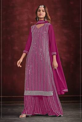 Pink beautiful embroidery zarkan stone work wedding sharara dress 1