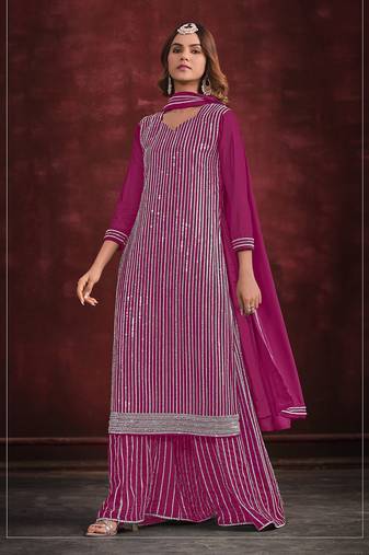 Pink beautiful designer embroidery zarkan stone work wedding sharara dress
