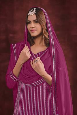 Pink beautiful embroidery zarkan stone work wedding sharara dress 2