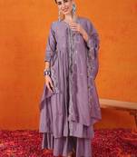 Purple beautiful partywear readymade salwar kameez