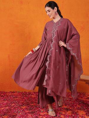 Maroon beautiful partywear readymade salwar kameez 1