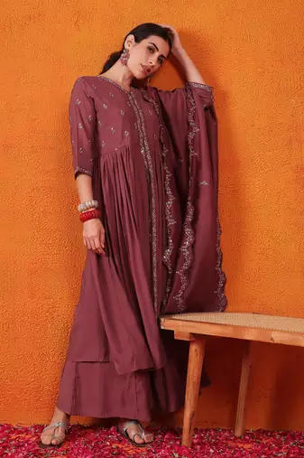 Maroon beautiful partywear readymade salwar kameez
