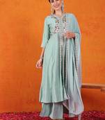 Sky blue beautiful partywear readymade salwar kameez