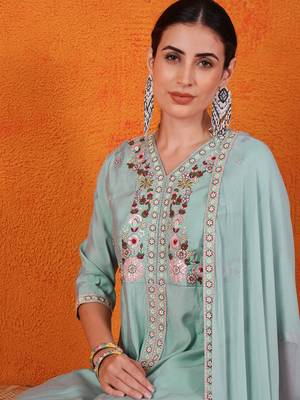 Sky blue beautiful partywear readymade salwar kameez 2