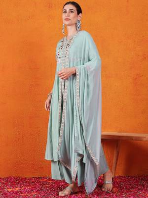 Sky blue beautiful partywear readymade salwar kameez 3