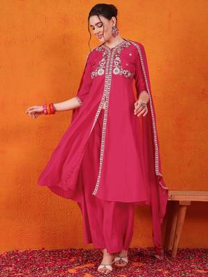 Pink beautiful partywear readymade salwar kameez 1