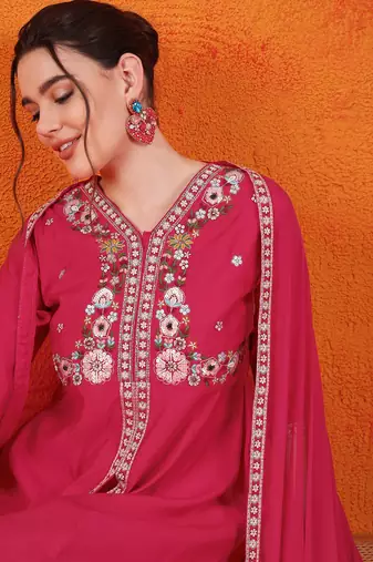 Pink beautiful partywear readymade salwar kameez