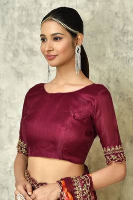 Designer georgette printed and lace work saree with blouse piece 5