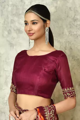 Designer georgette printed and lace work saree with blouse piece