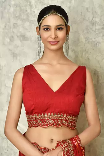 Designer georgette printed and lace work saree with blouse piece